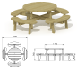 Table de pique-nique ronde en bois 8 personnes, Table de pique-nique ronde 8 personnes, Table pique nique ronde