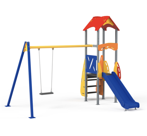 Jeu extérieur combine balançoire et toboggan