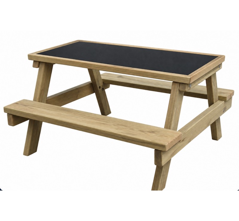 Table tableau à craie avec 2 bancs pour enfants, Table pique nique pour enfants