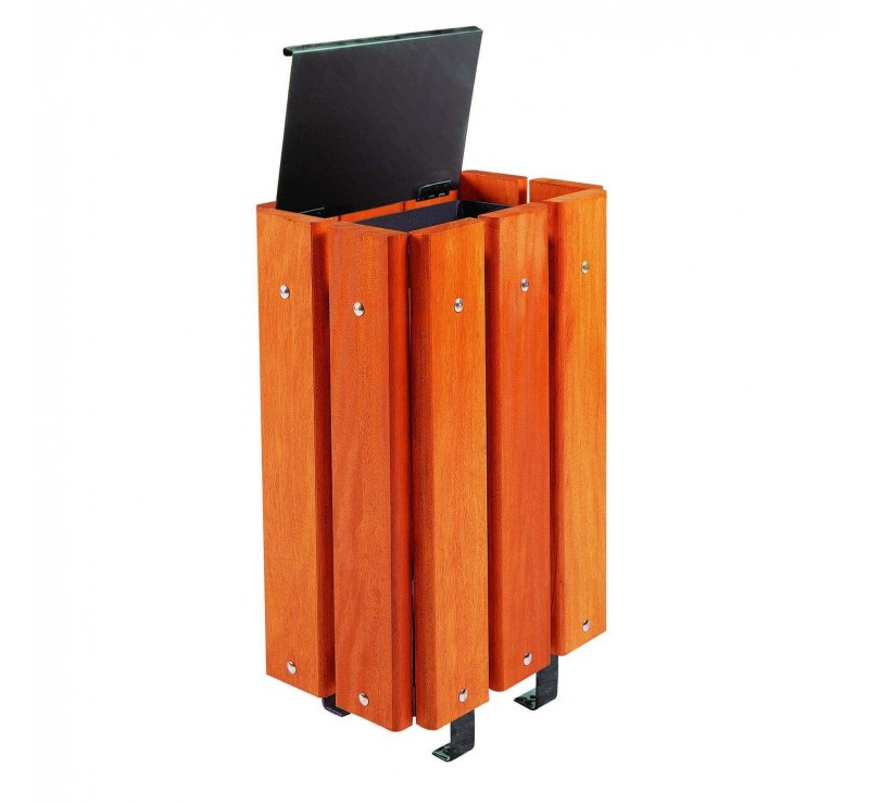 Corbeille bois exotique avec couvercle 30 L