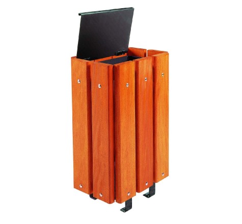 Corbeille bois exotique avec couvercle 30 L