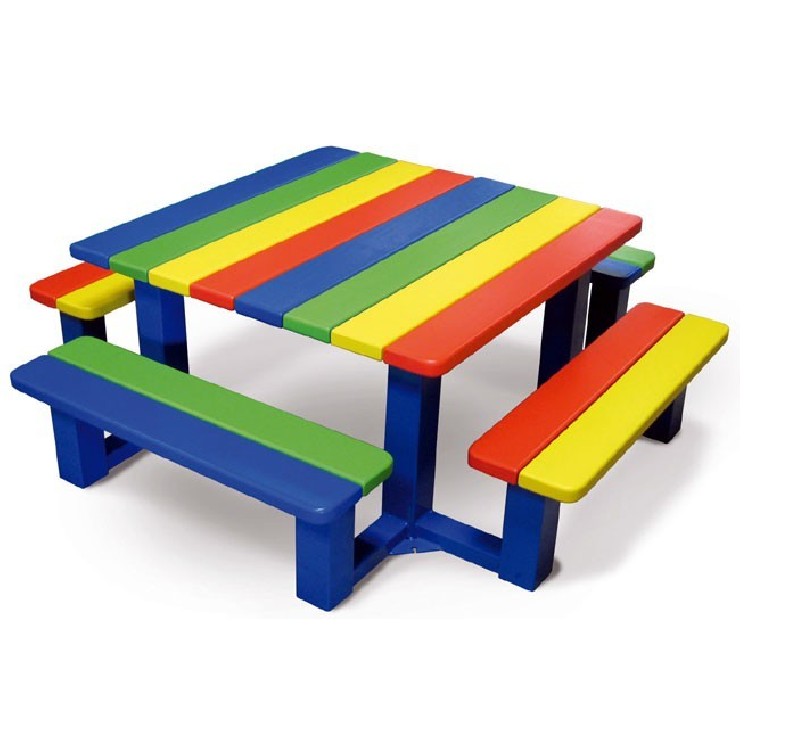 Table pique-nique pour enfants arc-en-ciel pour école maternelles