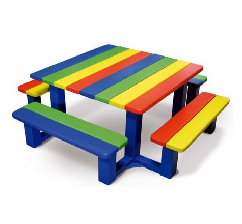 Table pique-nique pour enfants arc-en-ciel pour école maternelles