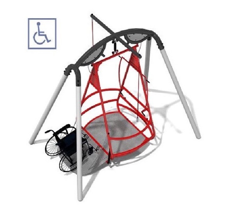Portique balançoire PMR accessible aux fauteuils roulants