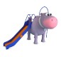 Structure de jeux "l'hippopotame et le toboggan avec mât de pompier"