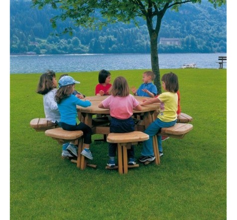 Table pique nique ronde 8 places